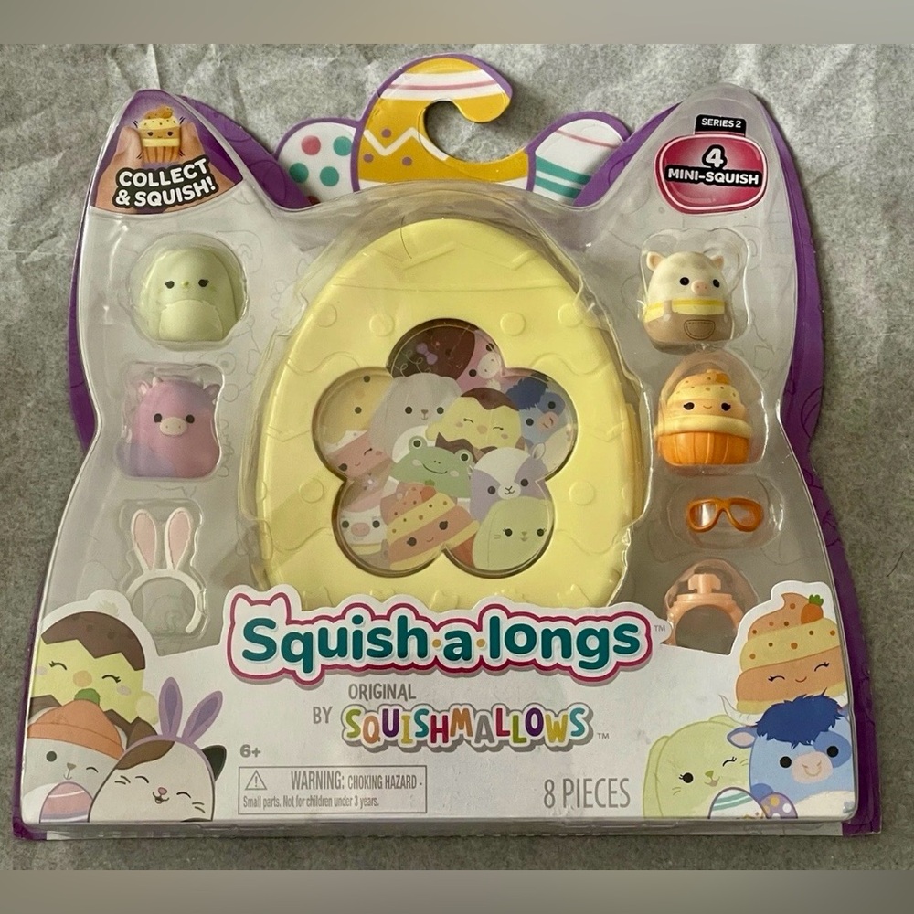 Original Squishmallows Squish-a-longs Yellow Egg with Mini Toys Series 2